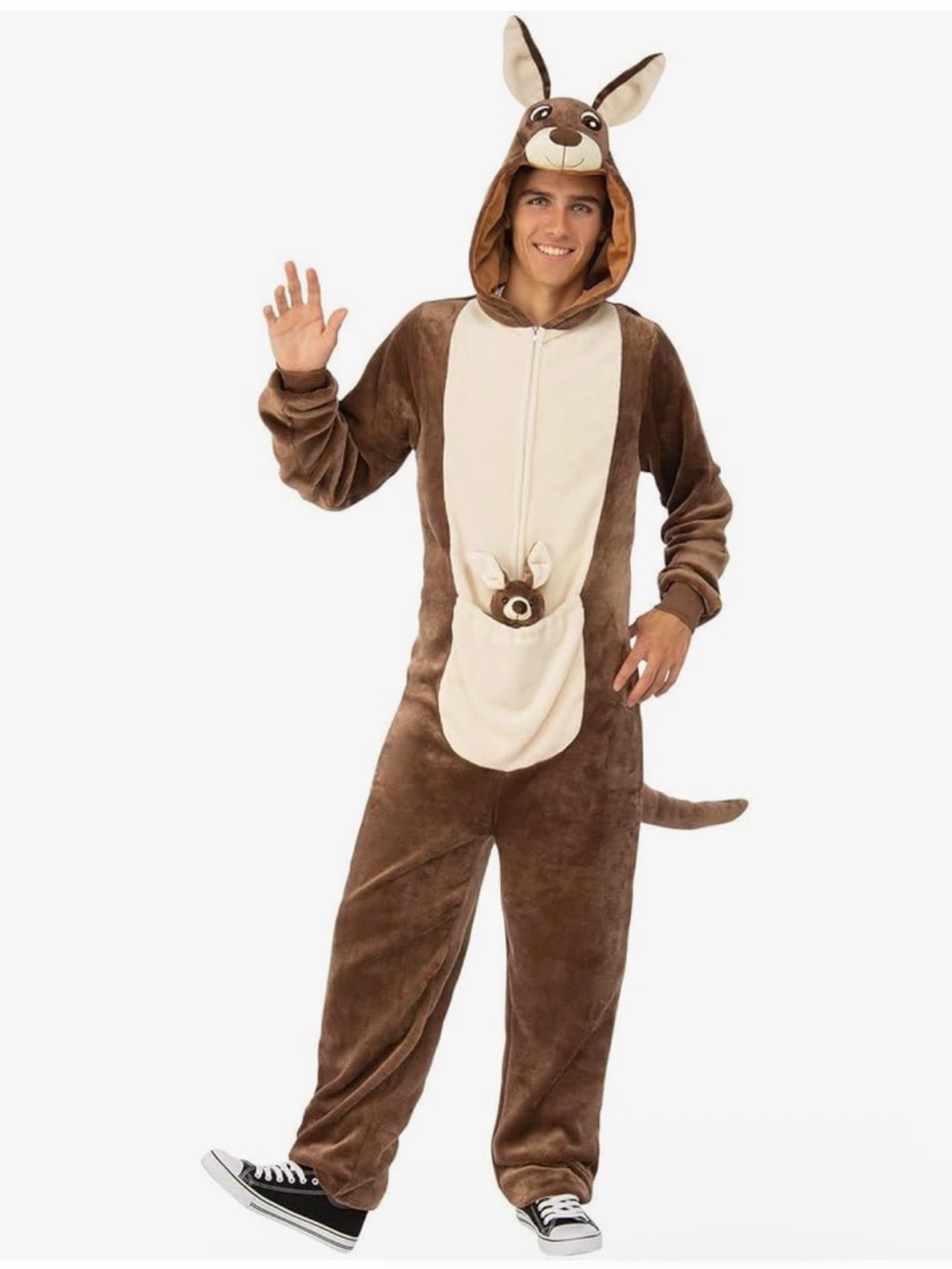 Rubie's Adult Brown and Cream Plush Kangaroo Costume with Joey Pouch